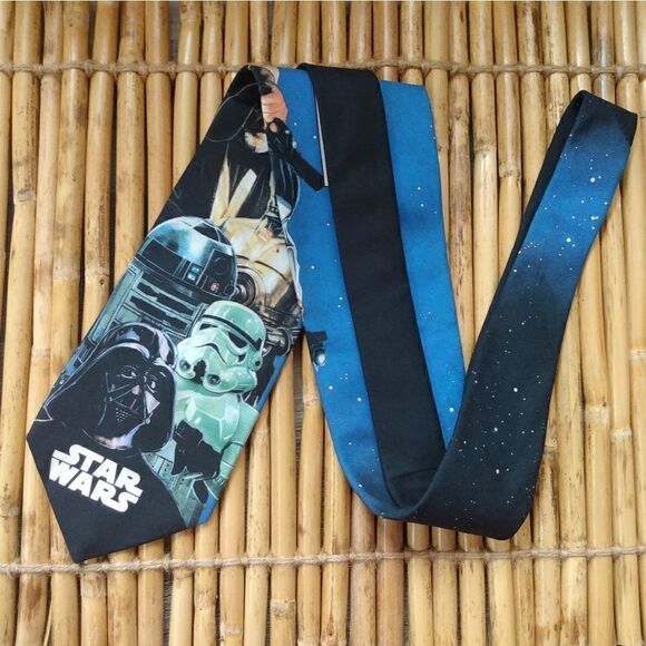 EUC VINTAGE RALPH MARLIN Blue & Black STAR WARS Characters Neck Tie - Picture 1 of 10